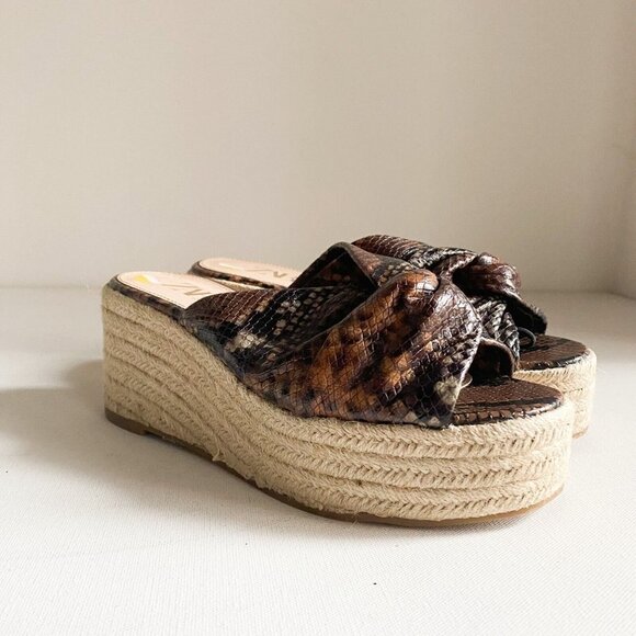 Zara Snakeskin Jute  Wedge Slip on Chunky Platform Espadrilles 39 - Picture 3 of 6